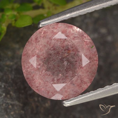 1.72ct Natural Rosa rosado Cuarzo fresa, Redondo, Translúcido