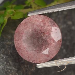 Cuarzo fresa Rosa rosado natural de 1.72 ct, Redondo, Translúcido