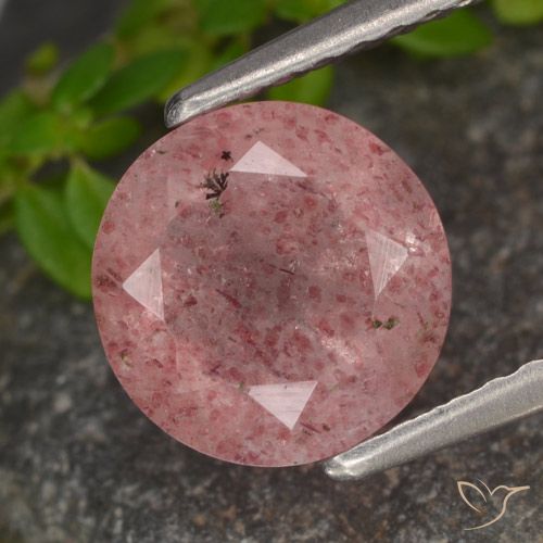 1.64ct Natural Rosa rosado Cuarzo fresa, Redondo, Translúcido
