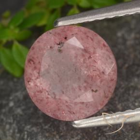Cuarzo fresa Rosa rosado natural de 1.64 ct, Redondo, Translúcido
