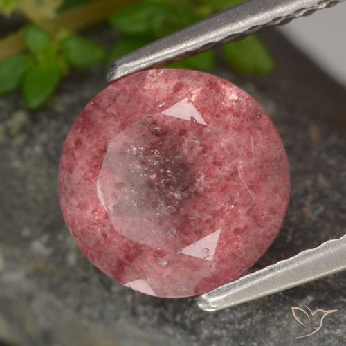1.80ct Natural Rosado rosa intenso Cuarzo fresa, Redondo, Translúcido