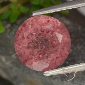 Cuarzo fresa Rosado rosa intenso natural de 1.80 ct, Redondo, Translúcido