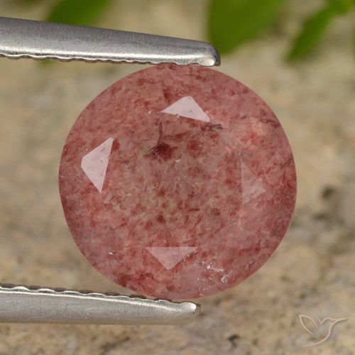 1.81ct Natural Rosa rosado cuarzo fresa, Redondo, Translúcido