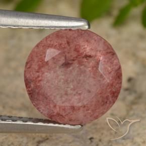 Cuarzo fresa Rosa rosado natural de 1.81 ct, Redondo, Translúcido