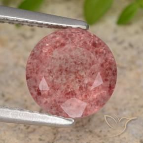 Cuarzo fresa Rosado medio natural de 1.76 ct, Redondo, Translúcido