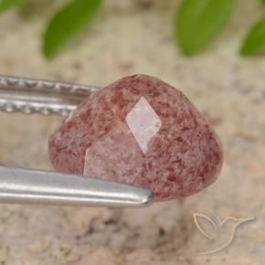Cuarzo fresa Rosado medio natural de 1.76 ct, Redondo, Translúcido