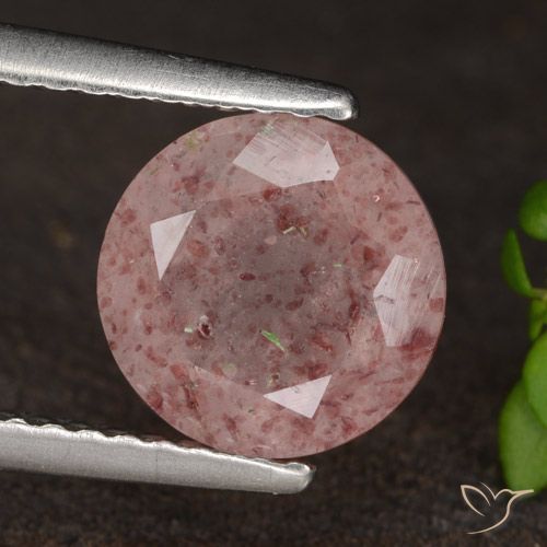 1.64ct Natural Rosado medio Cuarzo fresa, Redondo, Translúcido