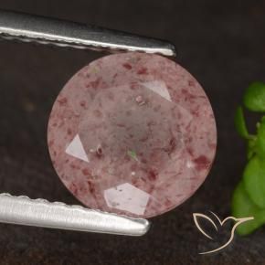 Cuarzo fresa Rosado medio natural de 1.64 ct, Redondo, Translúcido