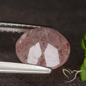 Cuarzo fresa Rosado medio natural de 1.64 ct, Redondo, Translúcido