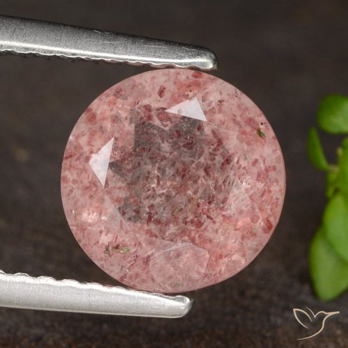 1.69ct Natural Rosado claro Cuarzo fresa, Redondo, Translúcido