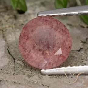 Cuarzo fresa Rosado medio natural de 1.89 ct, Redondo, Translúcido