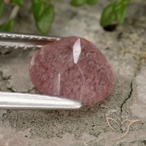 Cuarzo fresa Rosado medio natural de 1.89 ct, Redondo, Translúcido