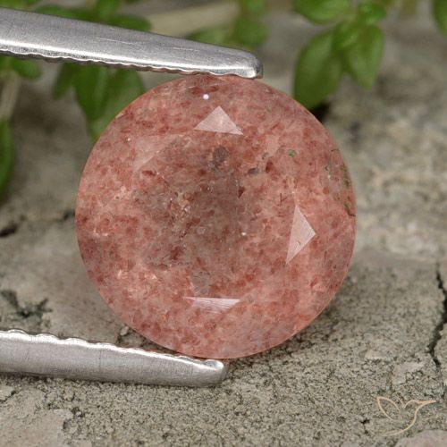 1.76ct Natural Rosa oscuro Cuarzo fresa, Redondo, Translúcido