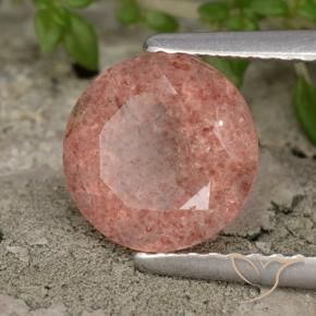 Cuarzo fresa Rosa oscuro natural de 1.76 ct, Redondo, Translúcido
