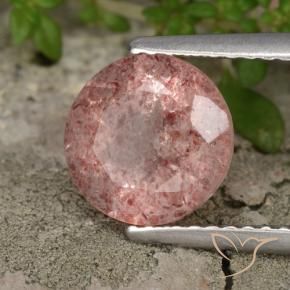Cuarzo fresa Tono rosado natural de 2.04 ct, Redondo, Translúcido