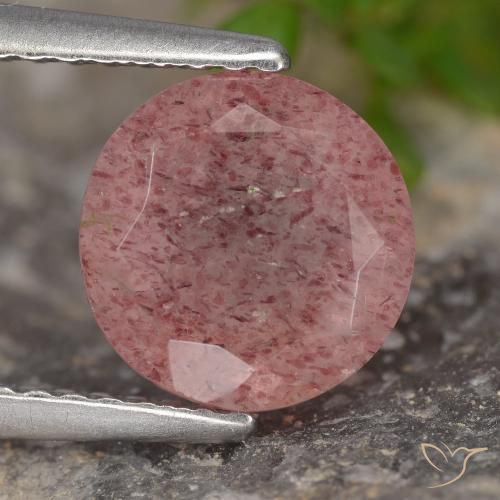 1.75ct Natural Tono rosado Cuarzo fresa, Redondo, Translúcido