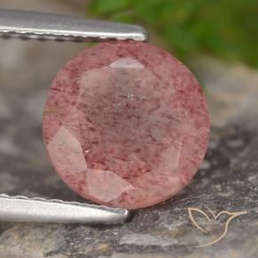 Cuarzo fresa Tono rosado natural de 1.75 ct, Redondo, Translúcido