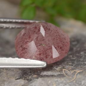 Cuarzo fresa Tono rosado natural de 1.75 ct, Redondo, Translúcido