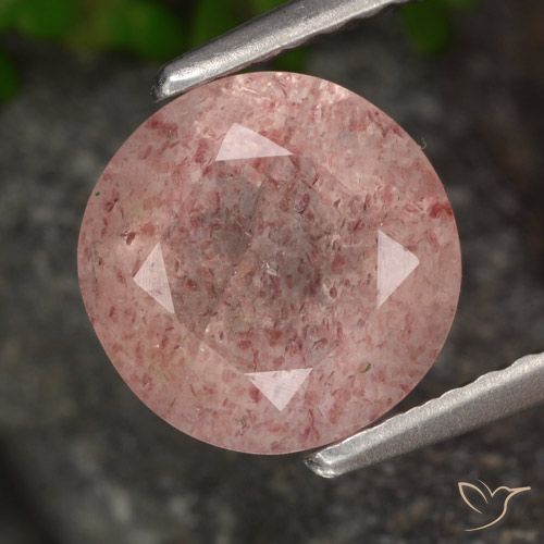 1.83ct Natural Rosa oscuro Cuarzo fresa, Redondo, Translúcido
