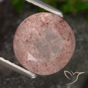 Cuarzo fresa Rosa oscuro natural de 1.83 ct, Redondo, Translúcido