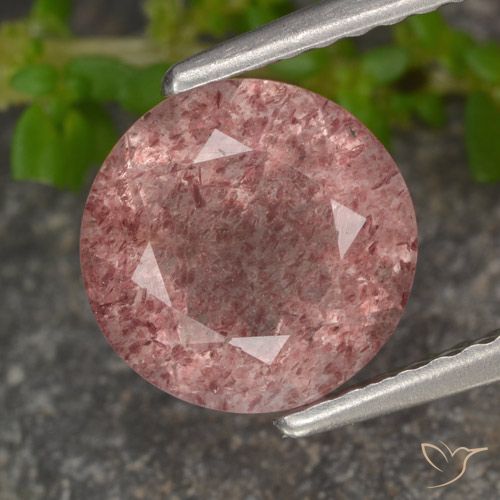 1.74ct Natural Rosado medio Cuarzo fresa, Redondo, Translúcido
