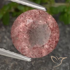Cuarzo fresa Rosado medio natural de 1.74 ct, Redondo, Translúcido