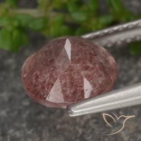 Cuarzo fresa Rosado medio natural de 1.74 ct, Redondo, Translúcido