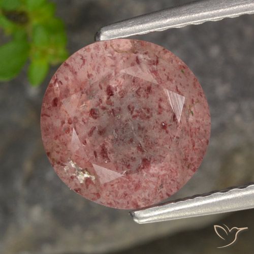 1.78ct Natural Rosa rosado Cuarzo fresa, Redondo, Translúcido