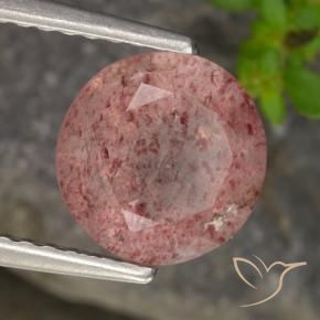 Cuarzo fresa Rosa rosado natural de 1.78 ct, Redondo, Translúcido