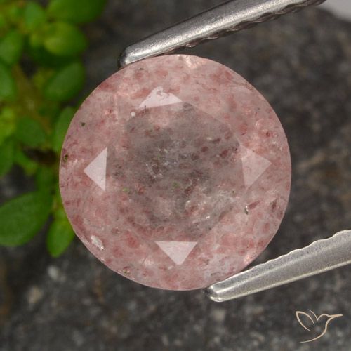 1.62ct Natural Rosado bubblegum claro Cuarzo fresa, Redondo, Transparente