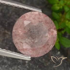 Cuarzo fresa Rosado bubblegum claro natural de 1.62 ct, Redondo, Transparente