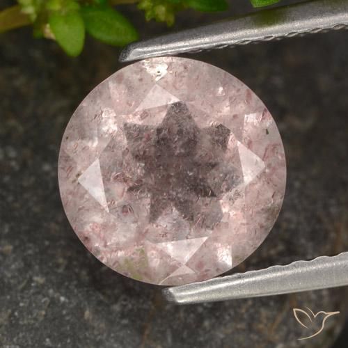 1.65ct Natural Rosado claro Cuarzo fresa, Redondo, Translúcido