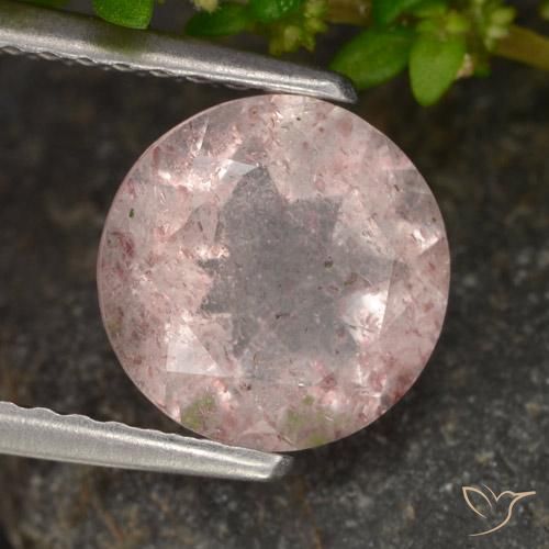 Cuarzo fresa Rosado claro natural de 1.65 ct, Redondo, Translúcido