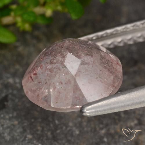 Cuarzo fresa Rosado claro natural de 1.65 ct, Redondo, Translúcido