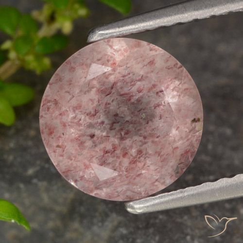 1.90ct Natural Rosado claro Cuarzo fresa, Redondo, Translúcido