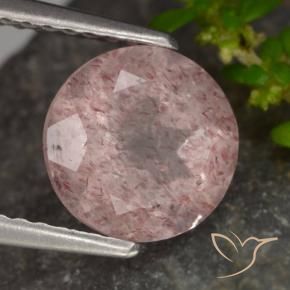 Cuarzo fresa Rosado claro natural de 1.90 ct, Redondo, Translúcido