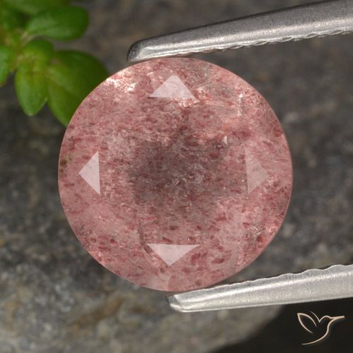 1.88ct Natural Rosado medio Cuarzo fresa, Redondo, Translúcido