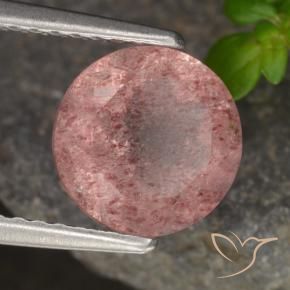 Cuarzo fresa Rosado medio natural de 1.88 ct, Redondo, Translúcido
