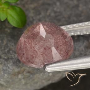 Cuarzo fresa Rosado medio natural de 1.88 ct, Redondo, Translúcido