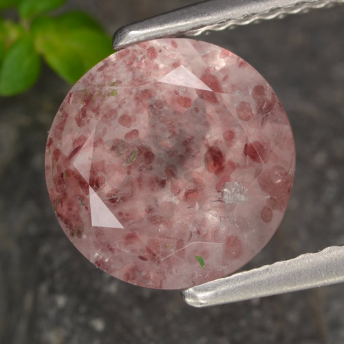 Cuarzo fresa rosa natural de 1,75 ct, corte redondo, translúcido