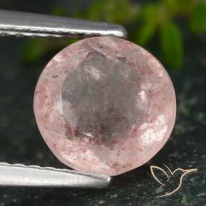 Cuarzo fresa Rosado claro natural de 1.85 ct, Redondo, Translúcido