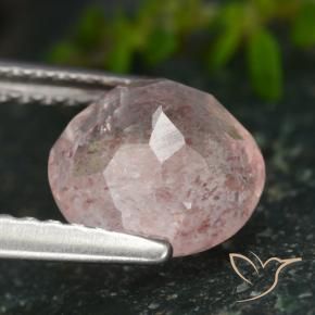 Cuarzo fresa Rosado claro natural de 1.85 ct, Redondo, Translúcido
