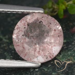 Cuarzo fresa Rosado claro natural de 1.56 ct, Redondo, Translúcido