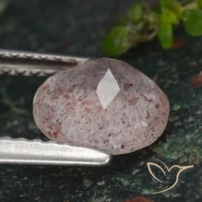 Cuarzo fresa Rosado claro natural de 1.56 ct, Redondo, Translúcido
