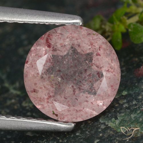 1.70ct Natural Rosado claro Cuarzo fresa, Redondo, Translúcido