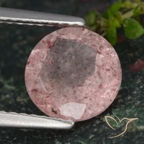 Cuarzo fresa Rosado claro natural de 1.70 ct, Redondo, Translúcido