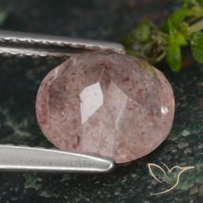 Cuarzo fresa Rosado claro natural de 1.59 ct, Redondo, Translúcido
