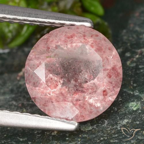 Cuarzo fresa Rosado claro natural de 1.62 ct, Redondo, Translúcido