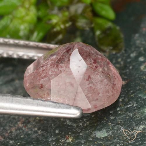 Cuarzo fresa Rosado claro natural de 1.62 ct, Redondo, Translúcido