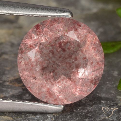 1.81ct Natural Rosado medio Cuarzo fresa, Redondo, Translúcido